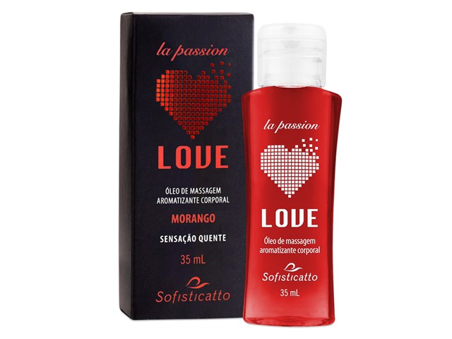 Óleo de Massagem Beijável Love Morango 30ml - Sofisticatto