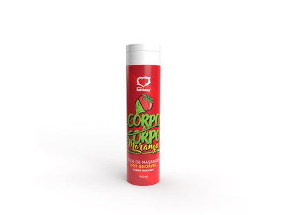 Óleo de Massagem Hot Beijável Corpo a Corpo 100ml - Sabor Morango - Sexy Fantasy
