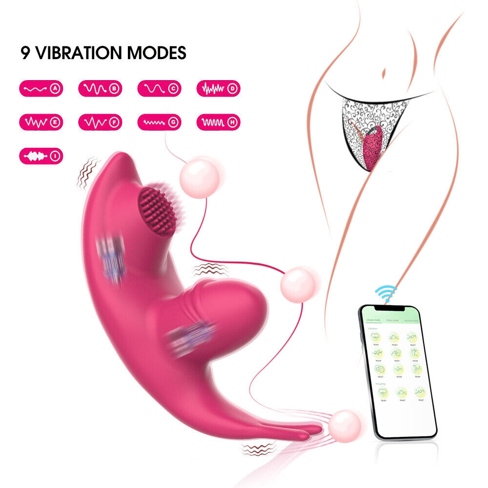 Vibrador de Calcinha com APP e 9 Modos de Vibração e Tripla Estimulação Pink