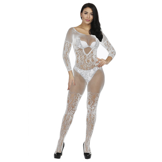 EVA INTIMATE - MACACÃO BRANCO COM DETALHES - SE022