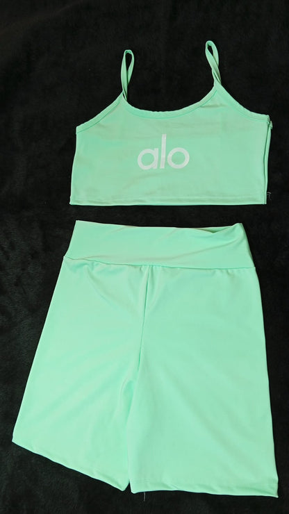 Conjunto Fitness Verde Água - Fundo preto