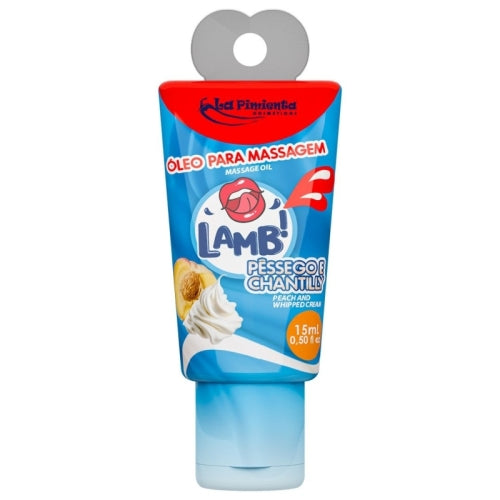 ÓLEO PARA MASSAGEM BEIJÁVEL LAMB - PÊSSEGO COM CHANTILLY - 15mL