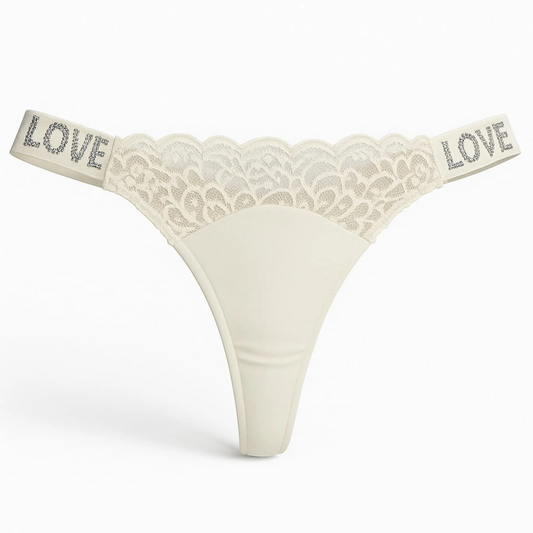 Calcinha Fio Dental Love Corte a Laser com Detalhe Renda Frontal