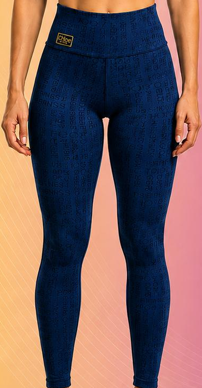 Calça Legging Suplex Jacquardt - Azul Marinho