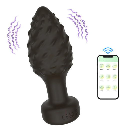 Plug Anal em Silicone com 10 Vibrações via App - Vibe Toys Preto
