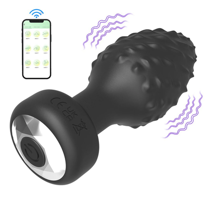 Plug Anal em Silicone com 10 Vibrações via App - Vibe Toys Preto